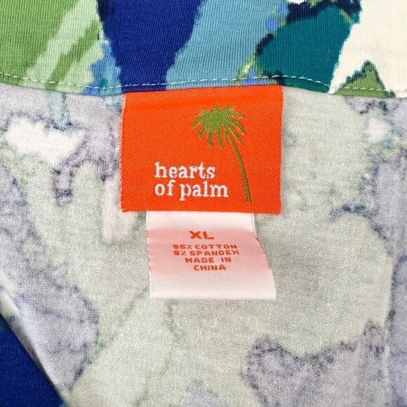 Hearts Of Palm Womens XL Blue Green Abstract V-Neck 3/4 Sleeve Top With Sequins - Picture 2 of 7